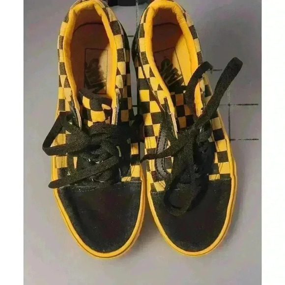 Vans UNISEX Yellow/Black Checkered‎ Sneakers M5.5/W7 - Picture 1 of 5